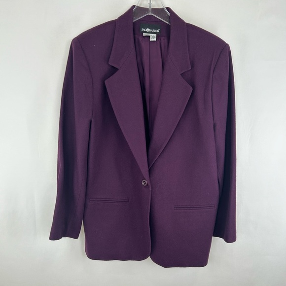 Vintage Dark Purple Sag Harbor Wool Blazer - Picture 5 of 8
